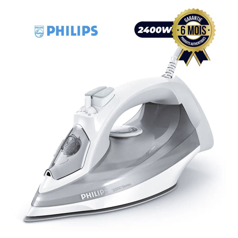 Fer a Vapeur serie 5000 - PHILIPS - DST5010/10 - 2400W - 320ml - gris/blanc - 3 mois | Glotelho Cameroun