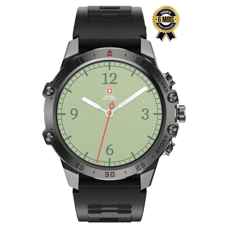 Montre connectée - SWISS MILITARY DOM 5 - Appels Bluetooth - Suivi de la santé - IP68 - Bracelet en silicone - Garantie 6 mois