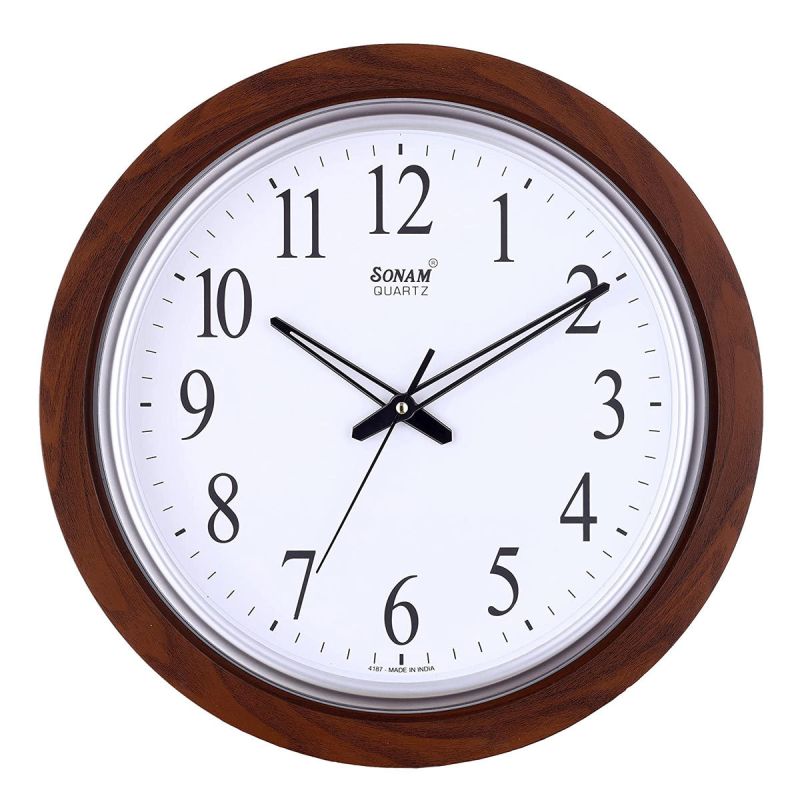Horloge Murale - Sonam - Forme Rond - Plastique - 40x40 cm - Marron | Glotelho Cameroun