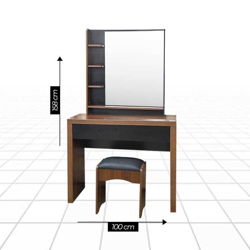 Coiffeuse avec chaise MDF - Bois et vitre - Marron - 1 Mois| Glotelho Cameroun