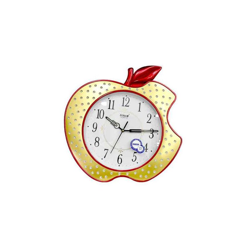 Horloge Murale - Sonam - Forme de pomme - Pastique - Rouge /OR|Glotelho