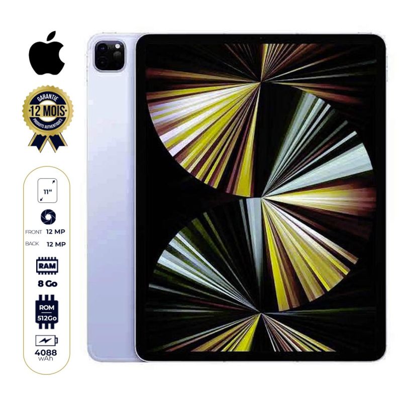  iPad Pro 11 pouces - Apple 2021 (Wi-Fi + 5G) - 512 Go/8 Go RAM - 12MP/12MP - 4088 mAh - Garantie 12 mois |Glotelho Cameroun