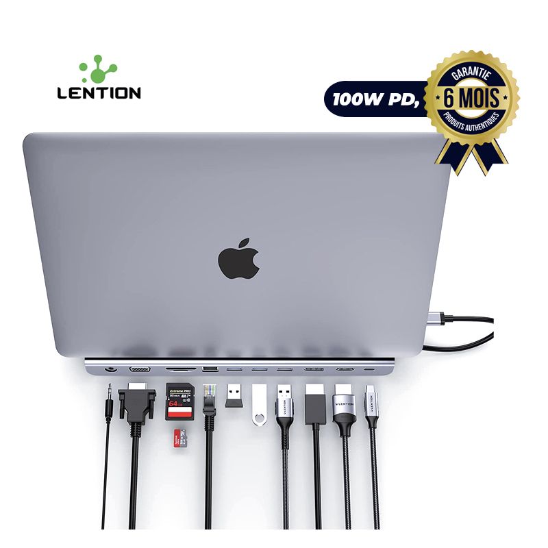 Station d'Accueil USB-C Lention de 100W compatible à plusieurs appareils | Glotelho Cameroun