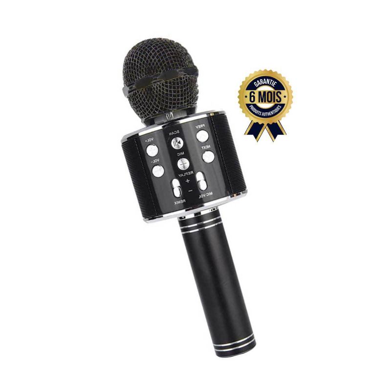 Microphone de karaoké sans fil Bluetooth - pour enfants et adultes - Noir | Glotelho Cameroun