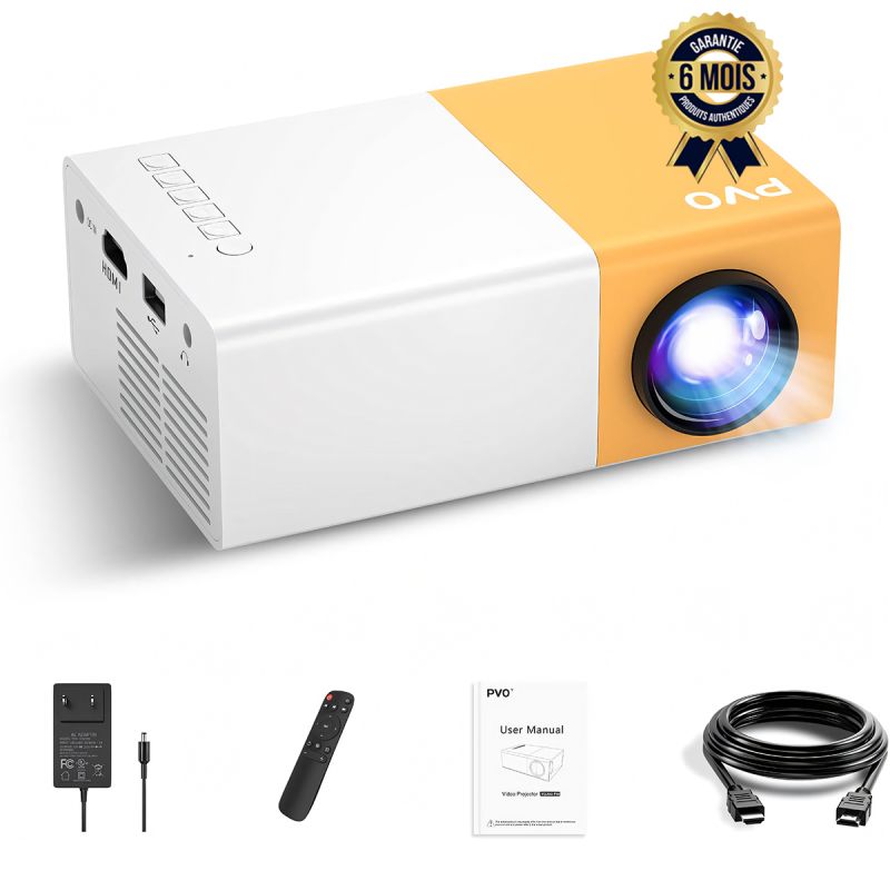 Mini projecteur portable prix en fcfa PVO - Projecteur Vidéo LED Pico - Plein air, Cinéma, Maison - Interfaces HDMI et USB - Avec télécommande - 6 Mois| Glotelho Cameroun