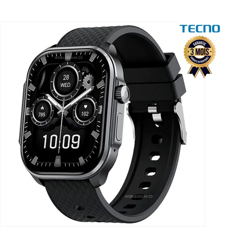 Montre connectée Tecno Watch 3 Active (noire), garantie 3 mois, vendu sur Glotelho au prix Cameroun.