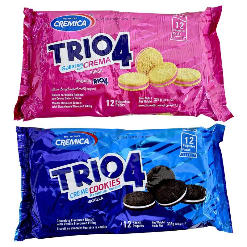 Pack de 2 Biscuits Trio 4 à la Vanille et Fraise - 336 G