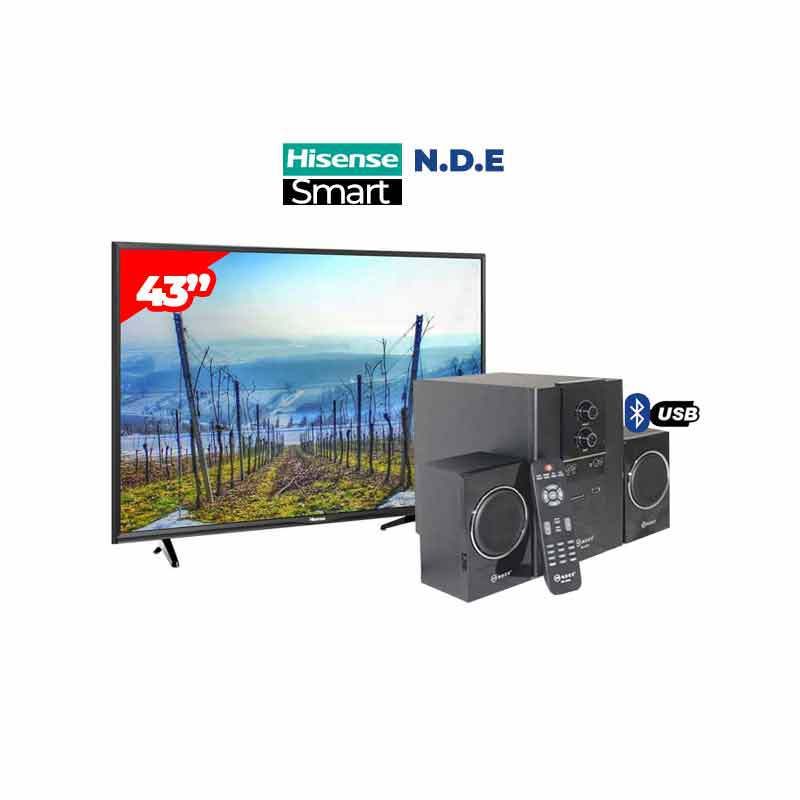 Pack TV et woofer (Smart TV - Hisense- 43B6700 - 43 pouces  + Woofer N.D.E 9 - ND-208) | Glotelho Cameroun