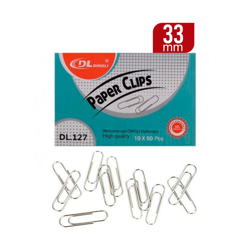 Paquet de 100 trombones au format 33 mm en métal