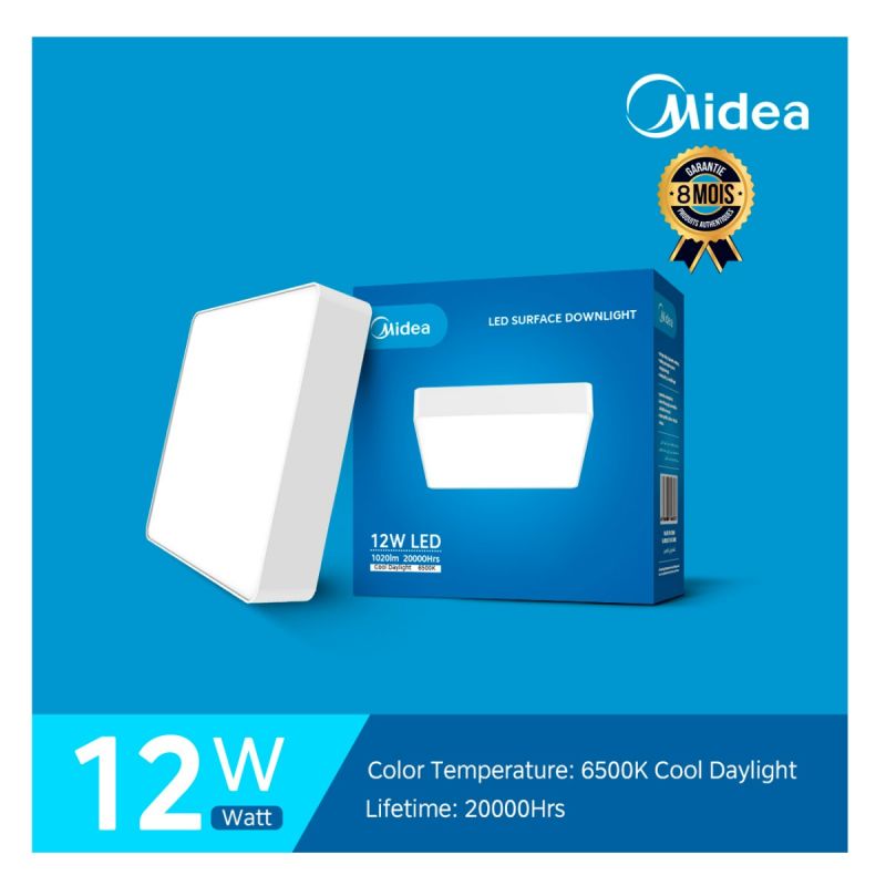 Plafonnier LED Slim Carré 12W Prix en fcfa - Midea - 6