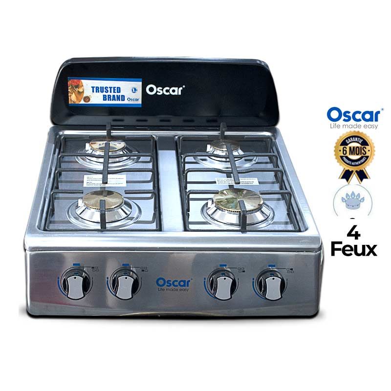 Plaque à gaz automatique Oscar - 4 foyers - Inox en vente sur Glotelho Cameroun