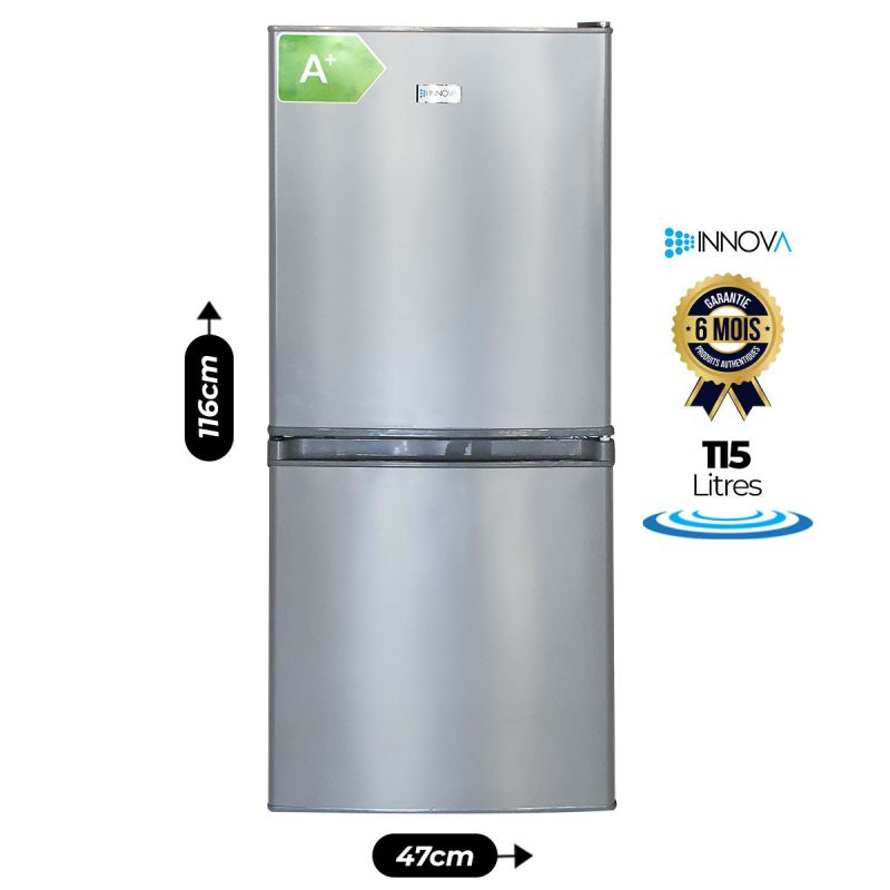 Réfrigérateur double battant - Innova - IN195 - 115 L - Argent - Garantie 6 Mois