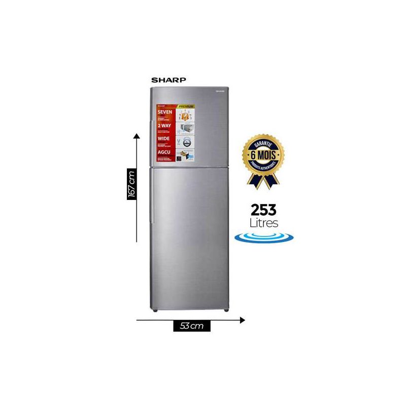 Réfrigérateur SHARP - SJ-SM34E-SS - 253 litres - 6 Mois Garantie | Glotelho Cameroun