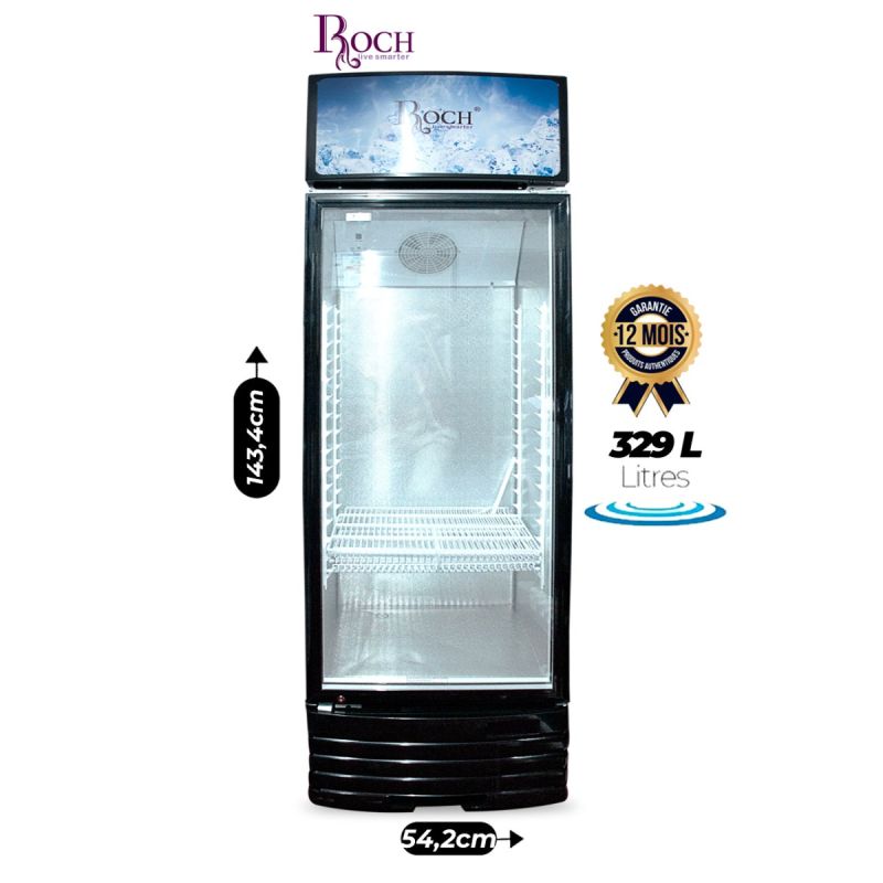 Réfrigérateur vitré à boissons – ROCH – RSF-410-O – 329L – Tropicalisé T – Porte vitrée – Panneau lumineux – Drainage intégré – Garantie 12 mois