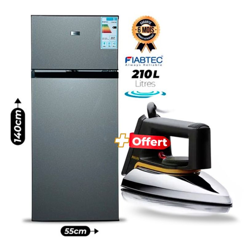Réfrigérateur FIABTEC 210 litres + Fer à repasserPHILIPS - OFFERT