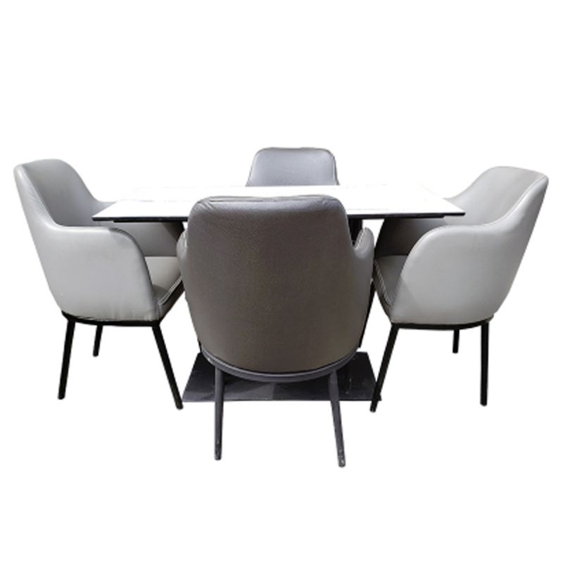 Salle à manger - 4 Places - Imitation Marbre - Blanc/Gris - (Prix en fcfa) | Glotelho Cameroun