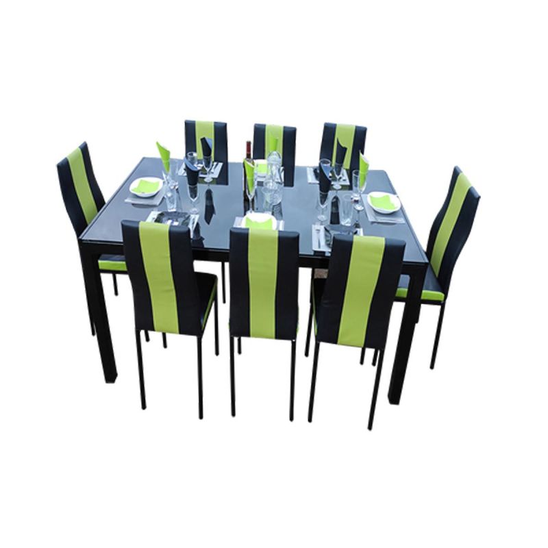 Salle à Manger  - 8 Places - Démontable En Verre , Très Solide, Noir & Vert citron  | Glotelho Cameroun