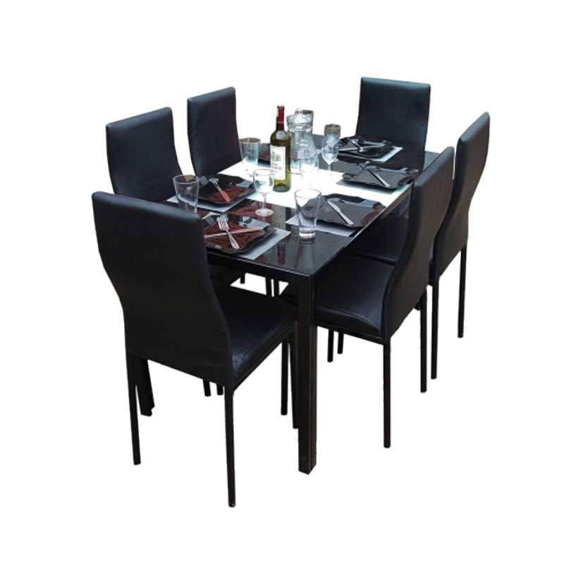 Salle à Manger 6 Places - Démontable En Verre - Très Solide - Noir | Glotelho Cameroun