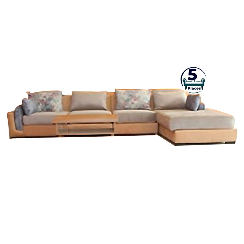 Salon d'Angle Haiti - 5 places - S-HAIT/5P - Gris/Marron | Glotelho Cameroun