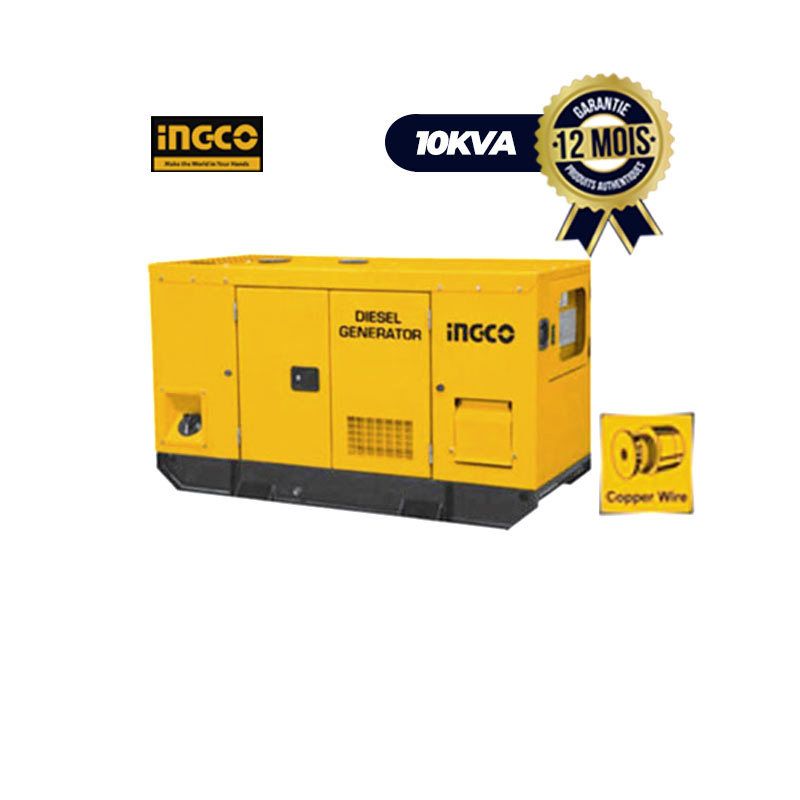 Groupe électrogène Diesel INGCO GSE100K3 - Silencieux - 10 KVA - 220/380V -12 Mois - (3795000) | Glotelho Cameroun