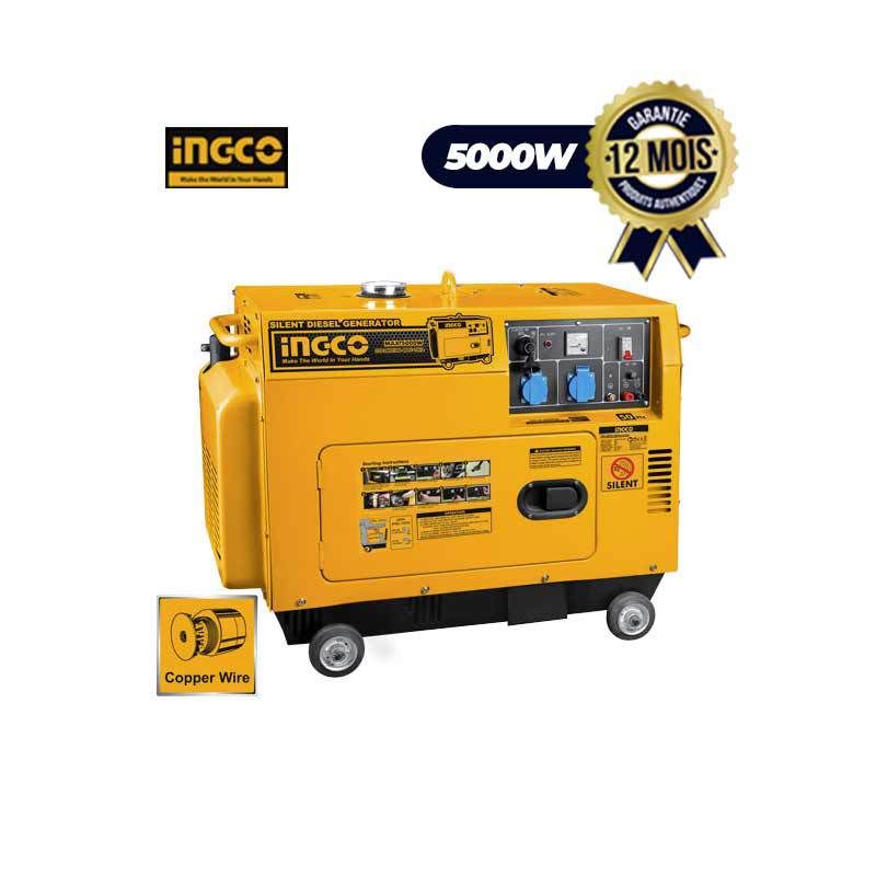 Groupe électrogène Diesel INGCO-GSE50001 - Silencieux - 5000W - Garantie 12 Mois - (777000) | Glotelho Cameroun