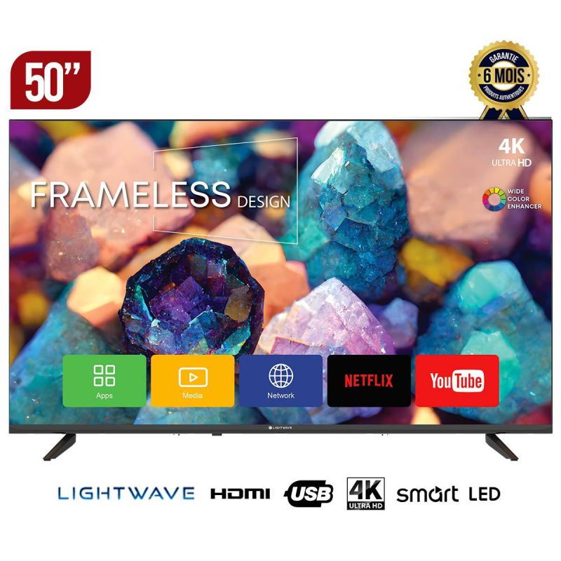 TV LED smart android - LIGHTWAVE - 50 pouces prix Cameroun en fcfa chez Glotelho