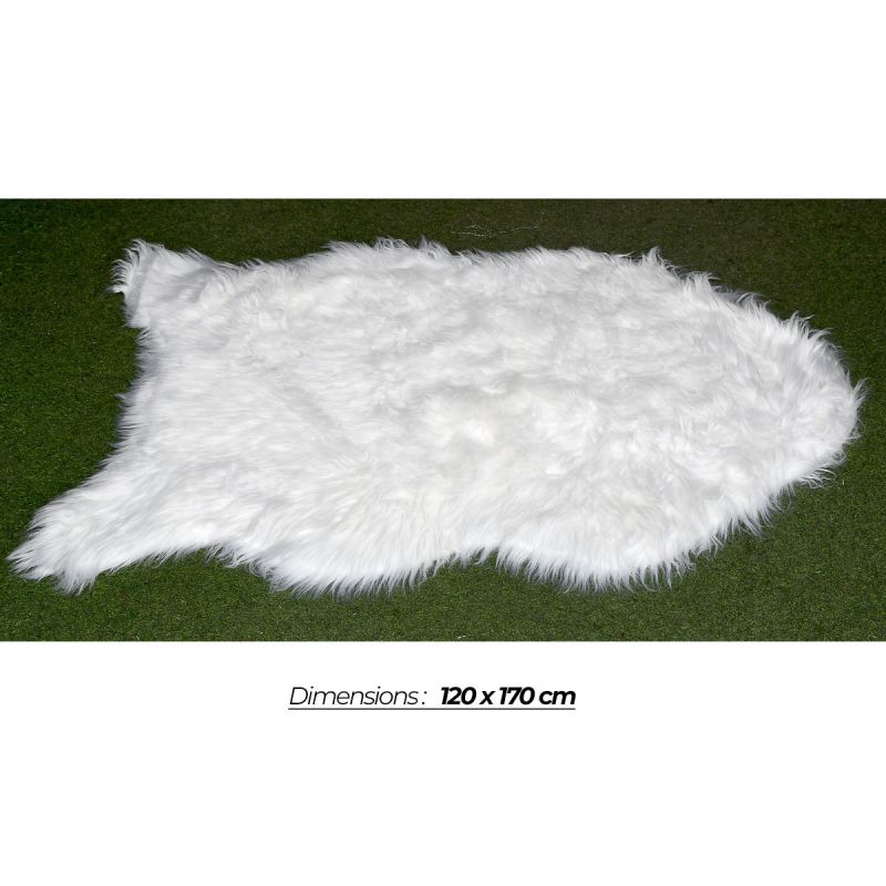 Tapis - Cat shaggy - en coton - Blanc - 1 mois de garantie 