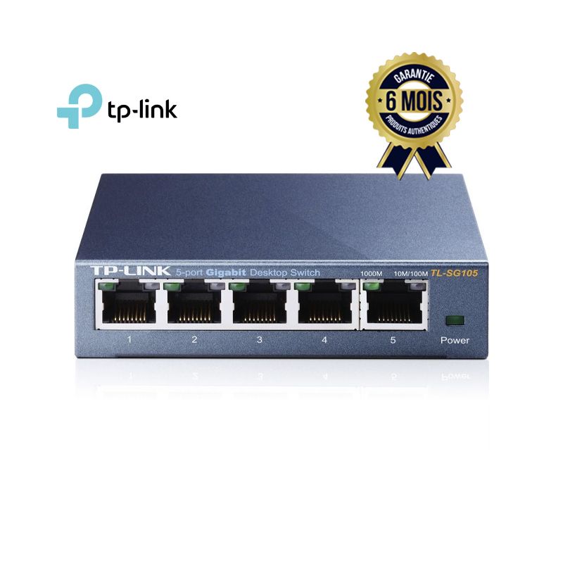 TP-LINK TL-SG105 - Switch gigabit 5 ports 10/100/1000Mbps - Avec boîtier en métal - 6 Mois