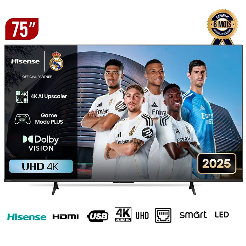 Smart TV Hisense 75A6HS - 75" - Ultra HD- Google TV - HDR - LED - 6 mois garantie |Glotelho Cameroun