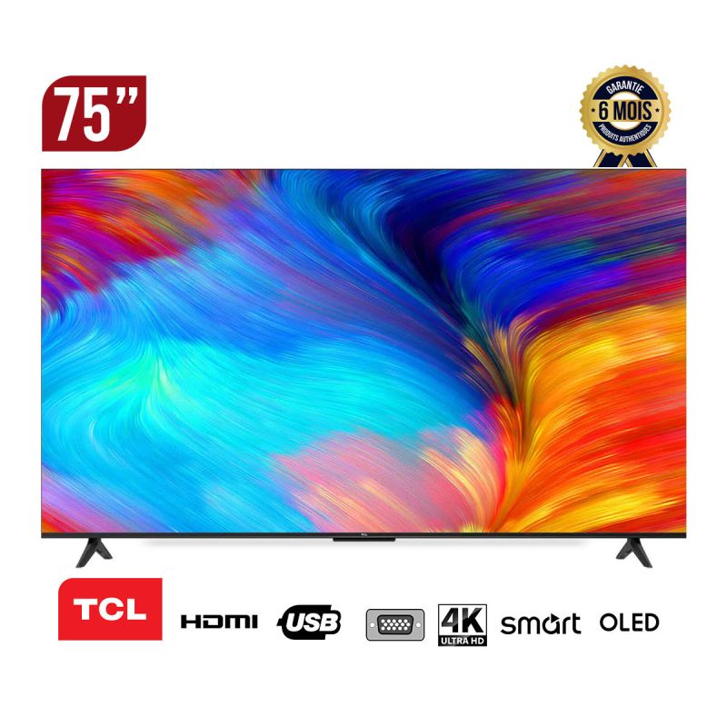 TV SMART -TCL -75P635 - 75 pouces (189 cm)- 4K Ultra HD -LED -Téléviseur Android  | Glotelho Cameroun