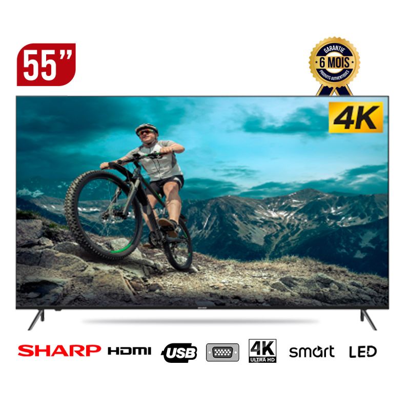 TV SMART SHARP 55'' - 4K HDR LED - Android 10.0 avec Dolby ATMOS - Prix Cameroun