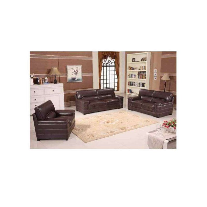 Salon - Victoria - Cuir synthétique de haute densite - 6 places - Noir/Marron/Beige - 1 Mois|Glotelho