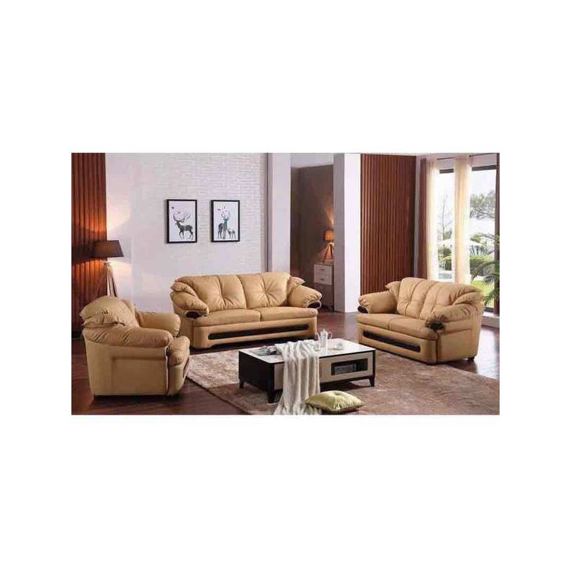 Salon - JOHN - Cuir bovin - 6 places - Jaune - 1 Mois|Glotelho