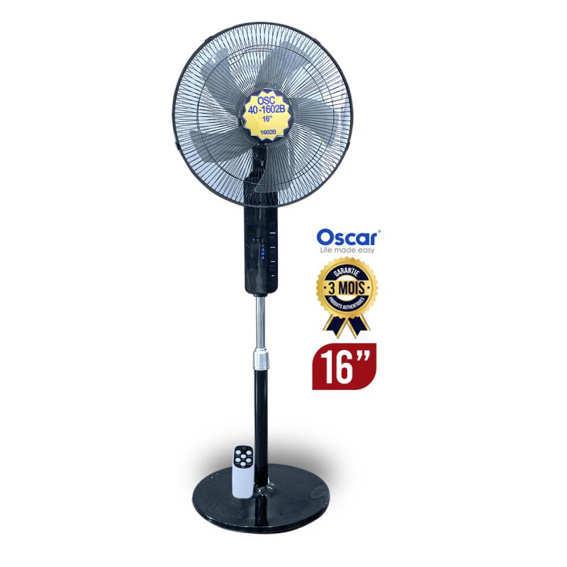 Ventilateur Oscar avec télécommande 16 pouces - OSC-40 -1602B- 75W - Noir - Garantie 3 mois