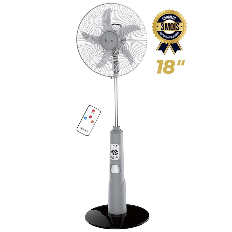 Ventilateur Rechargeable - ROCH - RSF-918R-B - 18'' - Noir - (Prix en fcfa) | Glotelho Cameroun