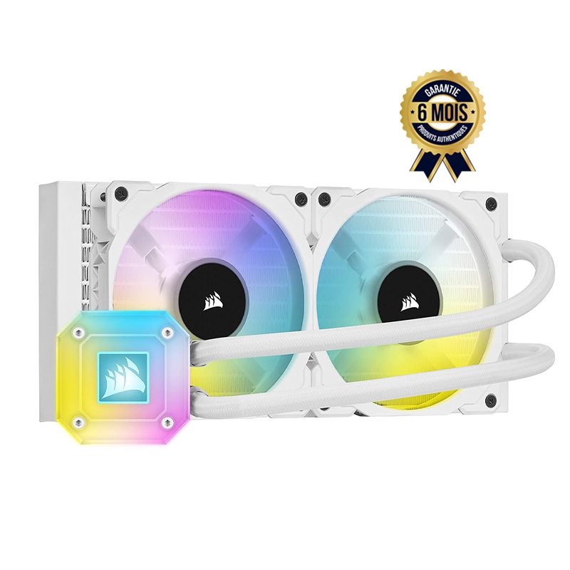 Watercooling autonome - Corsair iCue H100i Elite Capellix Blanc - 240 mm PWM | Glotelho Cameroun