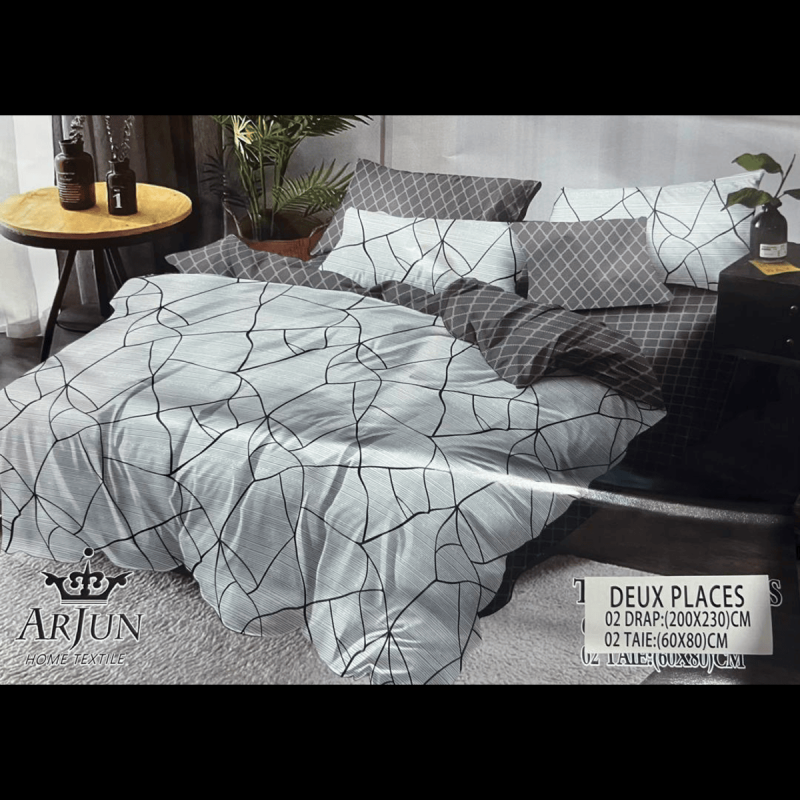 Drap - 285 - 200x230 cm - 2 draps - 2 Taies D'oreiller - 2 places - 100% coton - Multicolore | Glotelho Cameroun