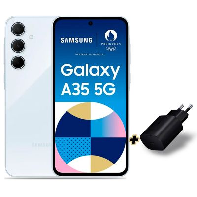 Samsung Galaxy A35 5G - 128 Go  + Boîtier de charge Samsung 25 W original Offert