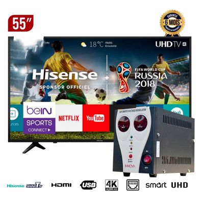 Smart TV Hisense 55 pouces - 55A6G - 4K UHD + Régulateur De Tension AB -1000VA - Innova  | Glotelho  Cameroun