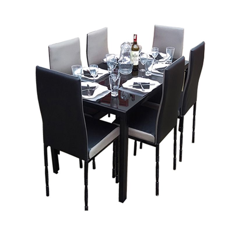 Salle a manger 6 places noir gris - Hyper confortable