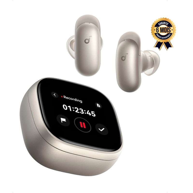 Écouteurs sans fil Anker Soundcore Liberty 5 Pro Max – TWS flagship 2026 – Boîtier AMOLED 1.78" tactile avec AI Note‑Taker – Dual driver Hi‑Res LDAC + Dolby Audio – ANC 4.0 adaptatif – Autonomie 28h – Charge rapide & sans fil – IP55 – Garantie 6 mois