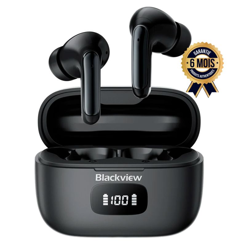 Écouteurs sans fil Blackview Airbuds 8 avec boîtier de charge, garantis 6 mois, au prix Cameroun.