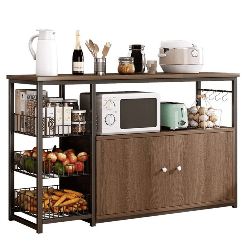 Étagère de rangement – Baker’s – 4 niveaux – 120×30×80 cm – réglable – anti-rouille – brun clair