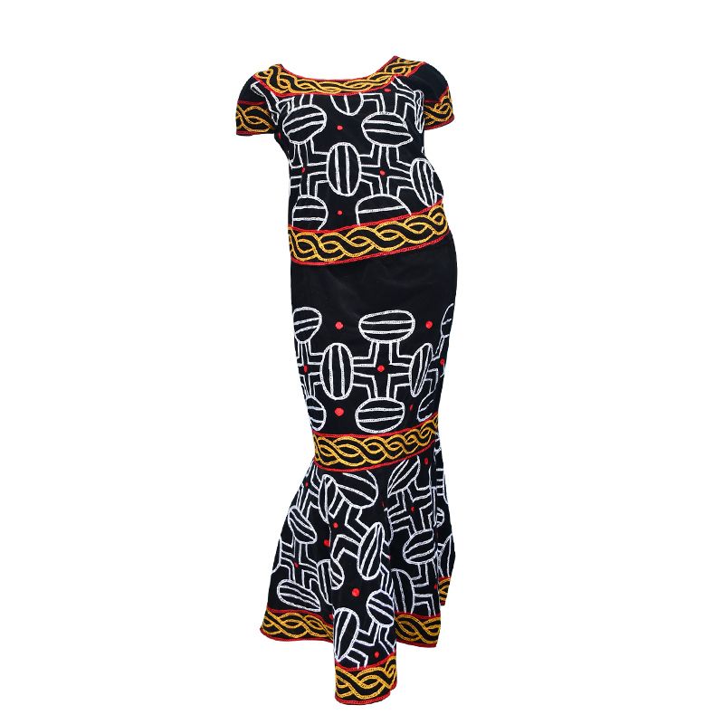 Robe longue traditionnelle à manches courtes en Thogu - XXL