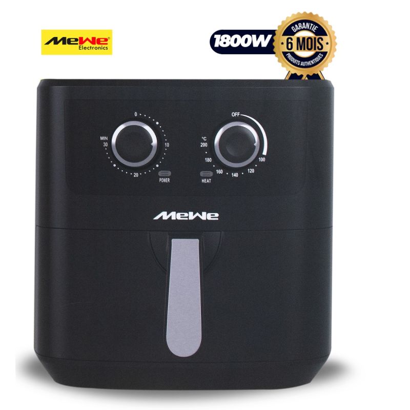 Friteuse Sans Huile / Air Fryer Grande Capacité - MEWE - MW-AIRF1033BK - 10L - 1600-1800W - Cuisson Saine à Air Chaud  - Noir - Garantie 6 mois