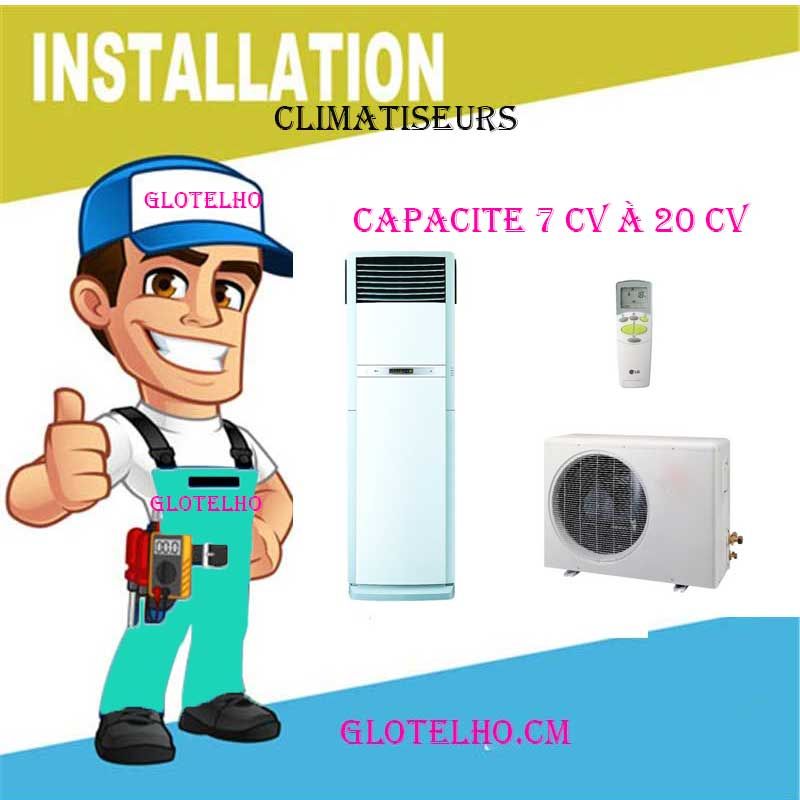 Installation Climatiseur Armoire  7 Cv à 20 Cv - Liaison à Distance + 2 Support Métal de L'unité Externe et Interne/ glotelho