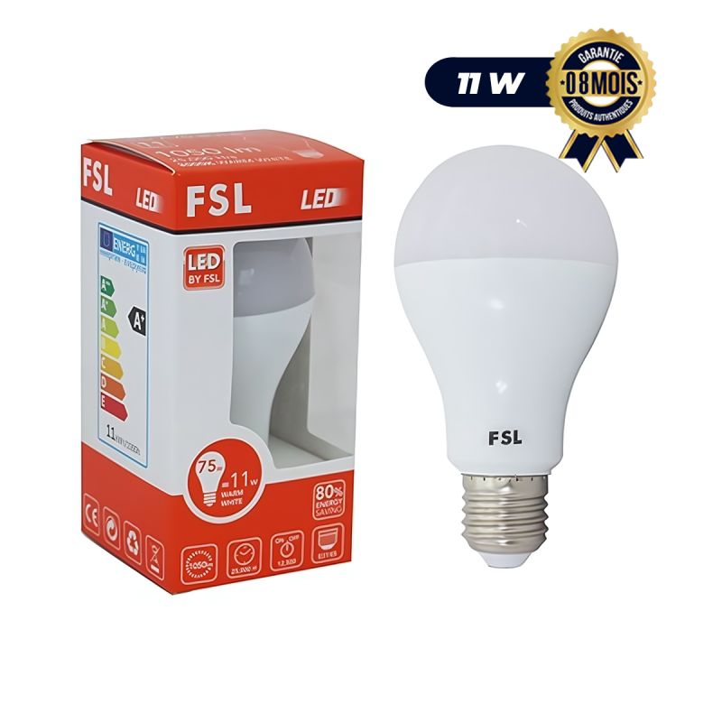Ampoule LED 11W prix en fcfa - Lumière blanche - FSL E27 - 6500K| Glotelho Cameroun