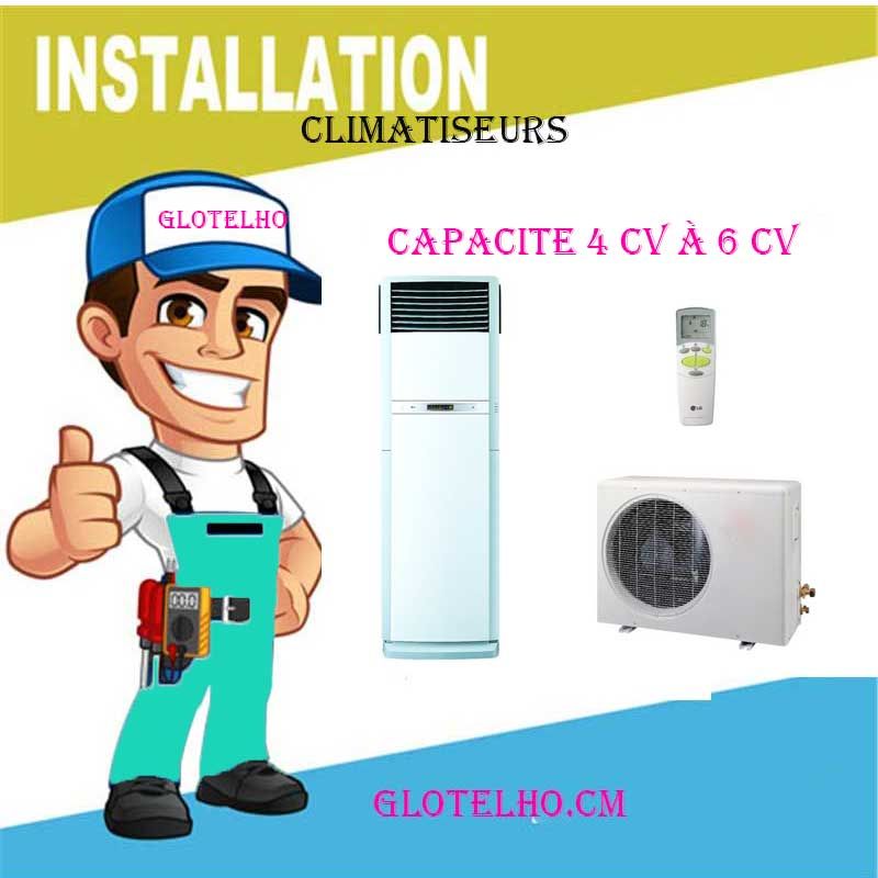 Installation Climatiseur Armoire 4 Cv à 6 Cv - Liason à Distance + 2 Support Metal de L'unité Externe et Interne/glotelho