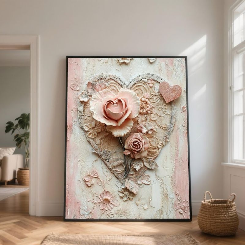 Tableau décoratif mural - Générique - Art Romantique Cœur et Roses
