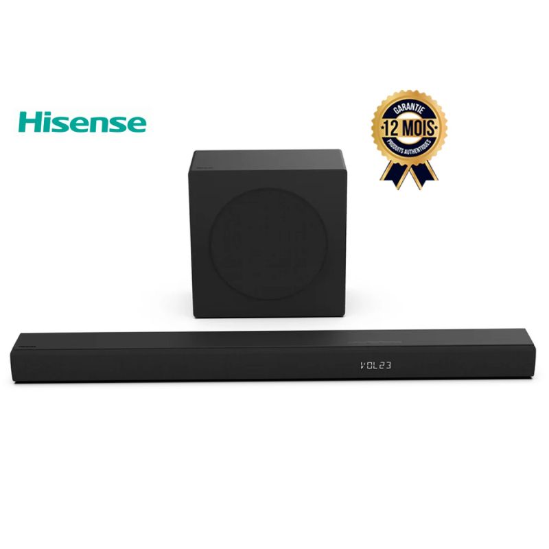 Barre de Son 3.1 Canaux – Hisense HS3100 – 480W Max - Caisson de Basses Sans Fil 6,5" - Dolby Digital Plus & DTS Virtual:X - Bluetooth 5.3, HDMI ARC - Garantie 12 mois